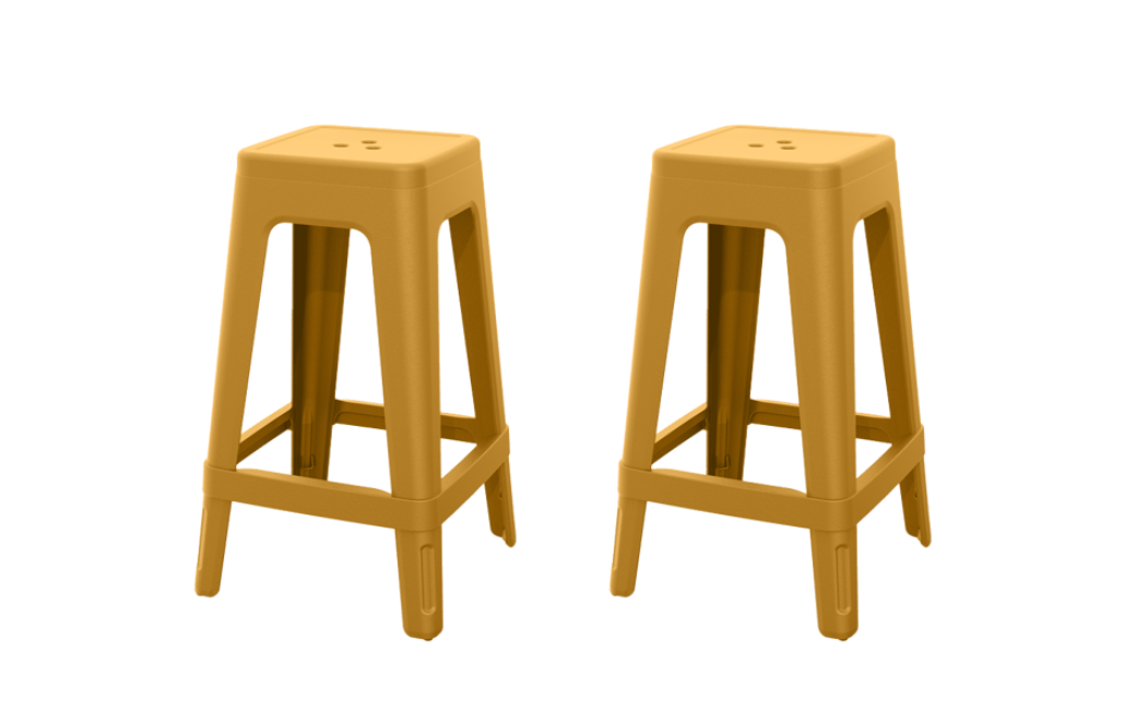 PRE ORDER: OCT. - Keter Lucca Indoor/Outdoor Bar Stool - Amber Yellow-4 Pack