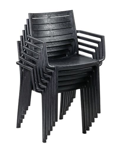 Keter Metaline Metal Look Dining Chair : Black - 6 PACK - mazeproducts