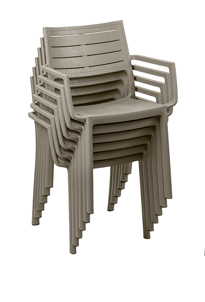 PRE ORDER: SEP. - Keter Metaline Metal Look Dining Chair: Cappuccino - 6 Pack - mazeproducts