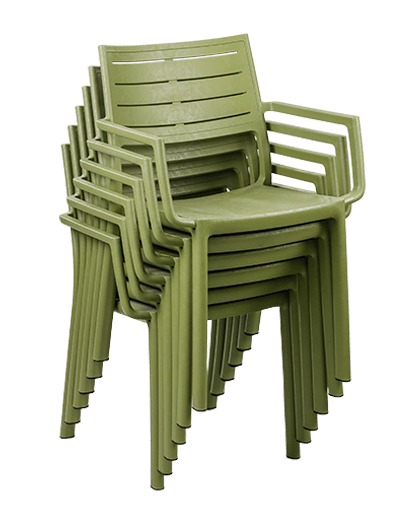 PRE ORDER: SEP. - Keter Metaline Metal Look Dining Chair: Green - 6 Pack - mazeproducts