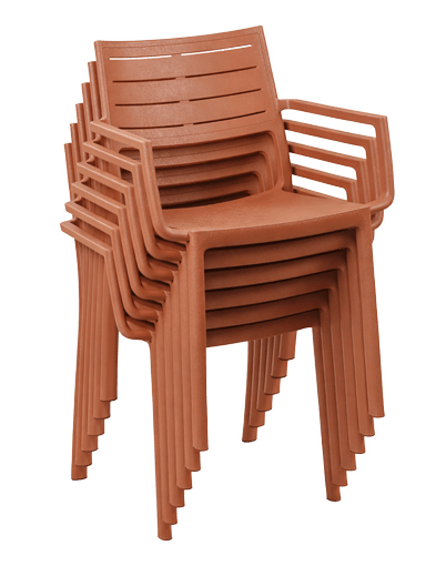 PRE ORDER: SEP. - Keter Metaline Metal Look Dining Chair: Terracotta - 6 Pack - mazeproducts