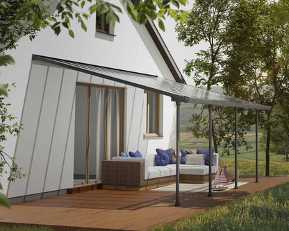 Feria 3.8m x 6.1m Patio Cover - White Aluminium Frame With Clear Polycarbonate