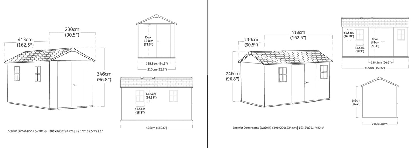PRE ORDER: OCT. - Keter Apex Shed 7.5x13 - Stormgrey Look (2.3 x 4.0m)