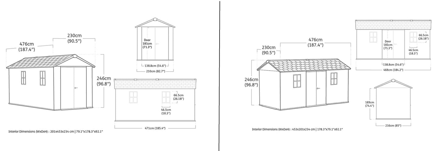 PRE ORDER: OCT. - Keter Apex Shed 7.5x15 - Stormgrey Look (2.3 x 4.6m)