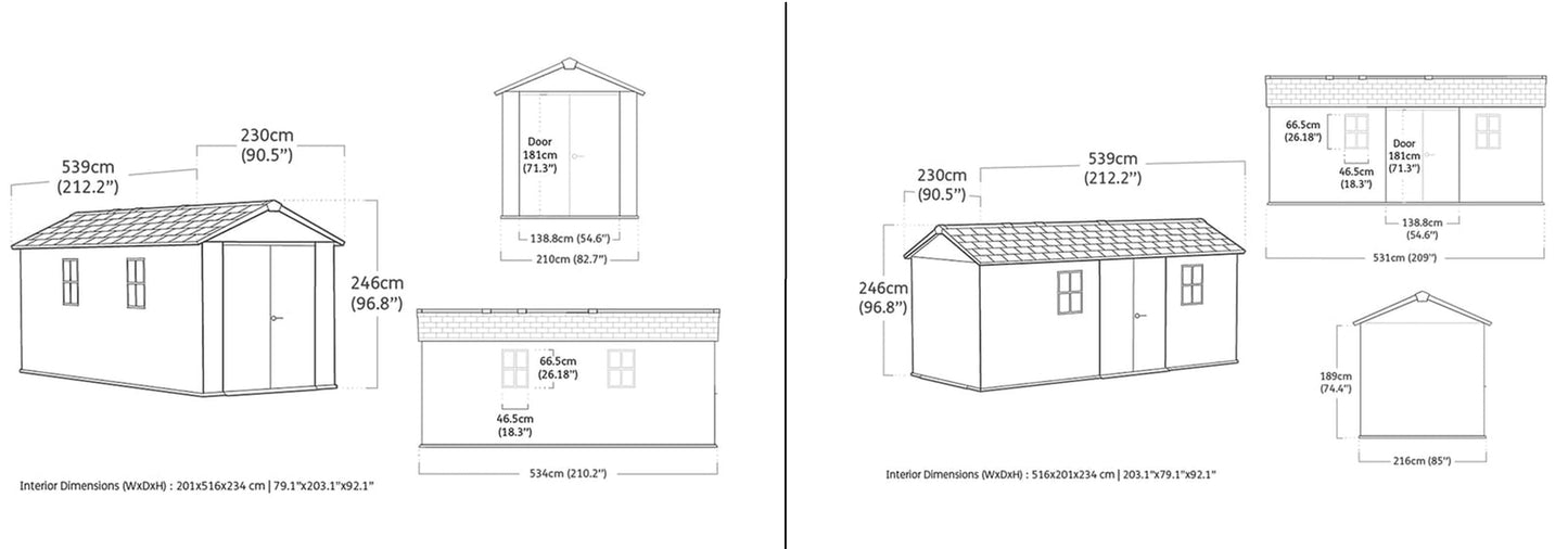 PRE ORDER: OCT. - Keter Apex Shed 7.5x17 - Stormgrey Look (2.3 x 5.2m)