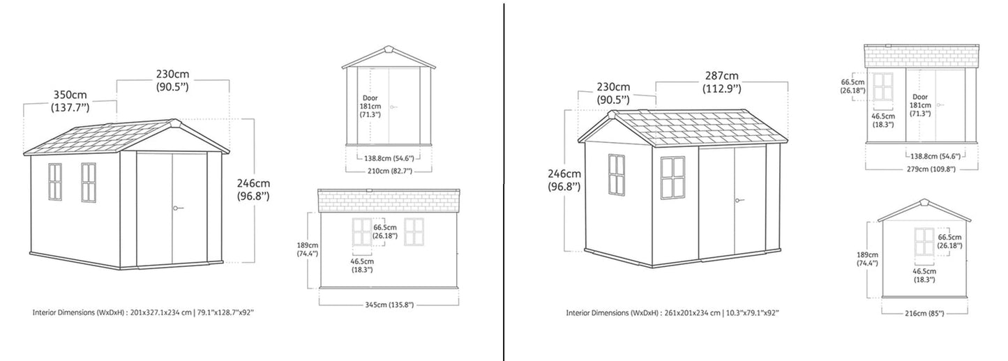 PRE ORDER: OCT. - Keter Apex Shed 7.5x9 - Stormgrey Look (2.3 x 2.9m)