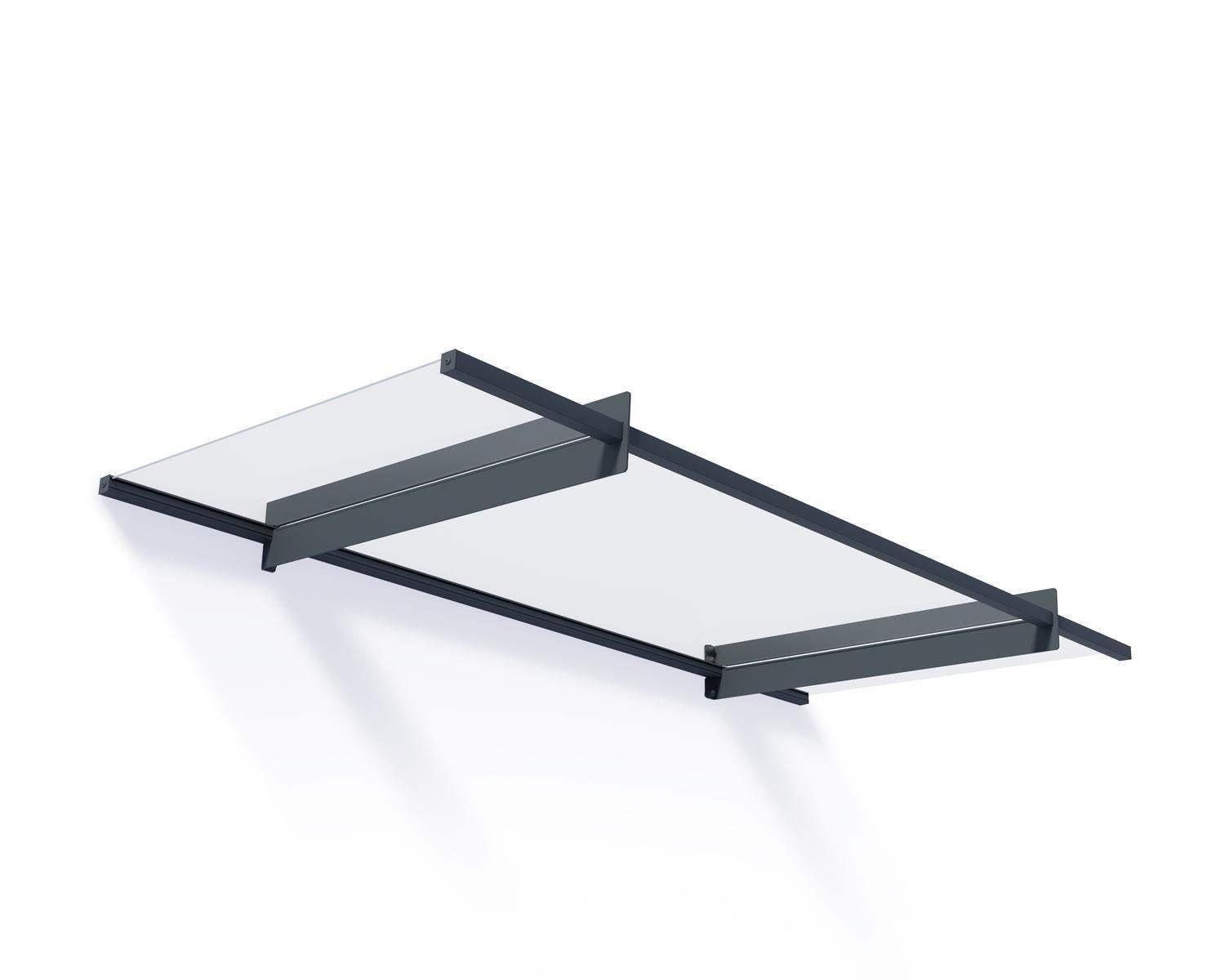 Nancy Door Awning 2.1m x 0.9m - Grey Frame With Clear Panel - mazeproducts