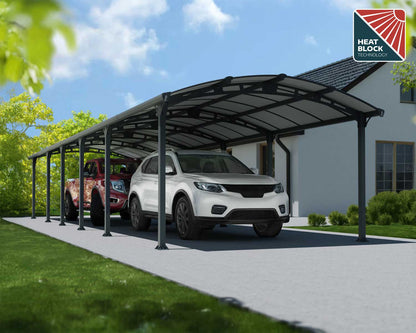 Arcadia Carport 3.6m x 12.9m - Grey Frame With Grey Roof