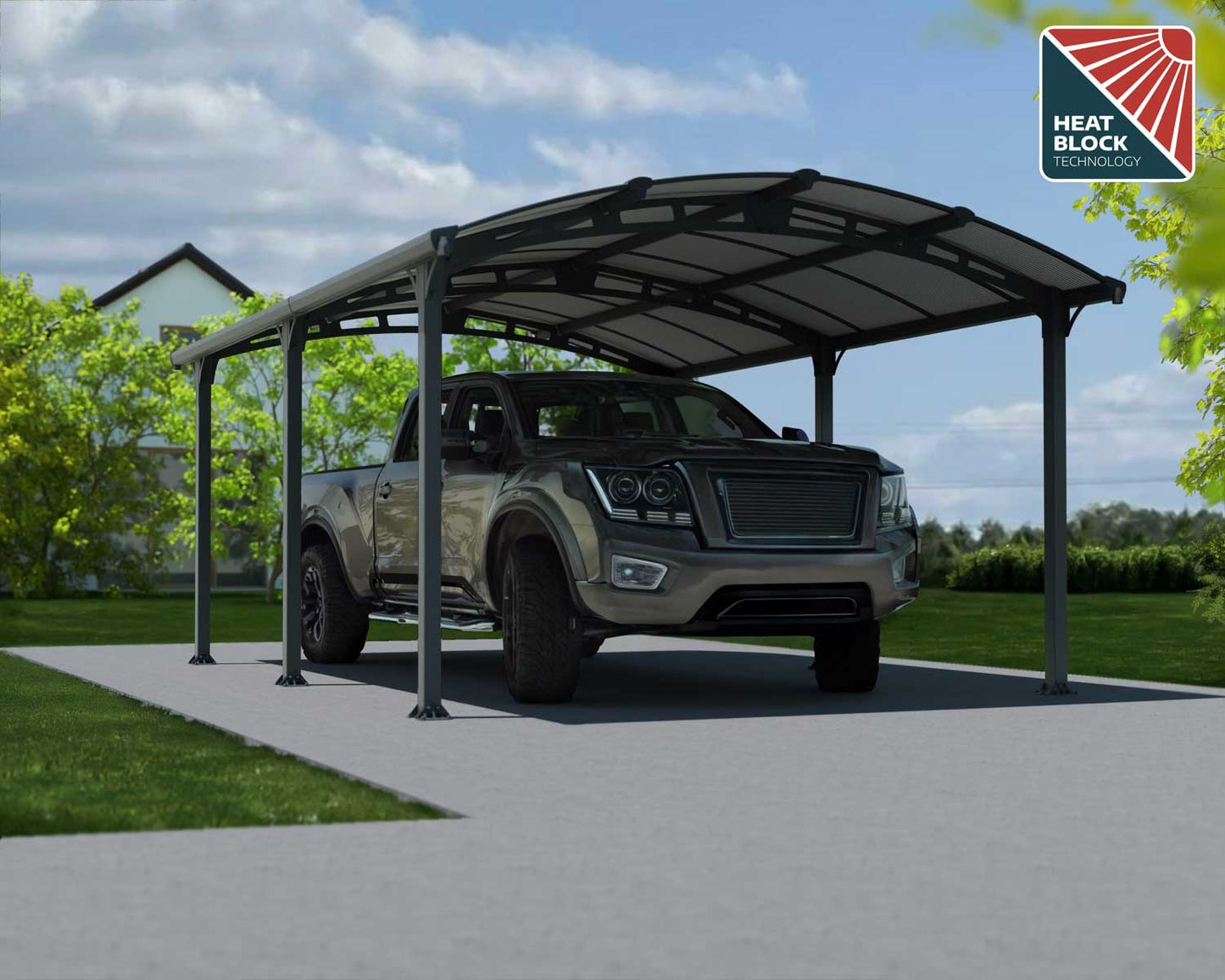 Arcadia Carport 3.6m x 5.1m - Grey Frame With Grey Roof