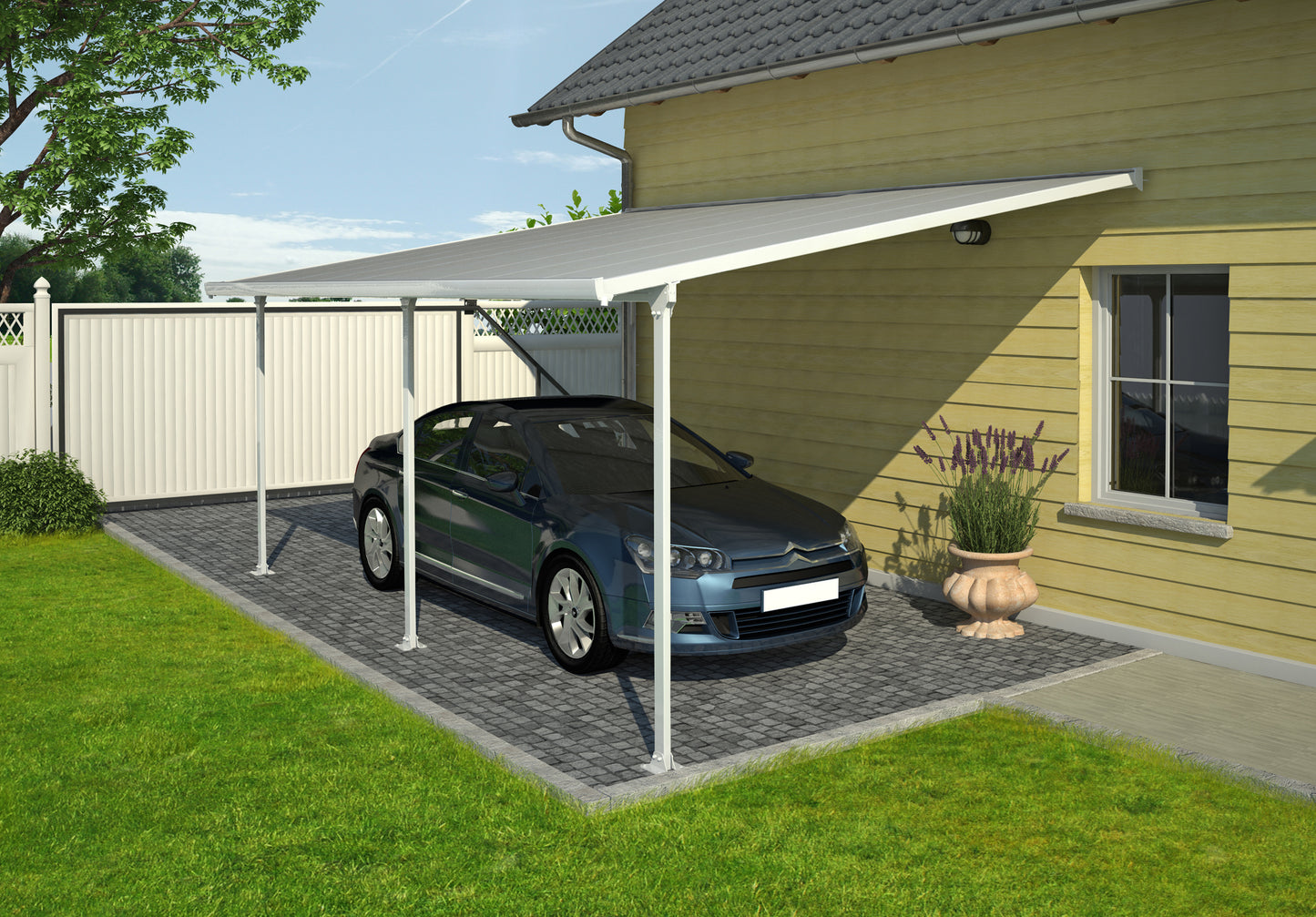 Feria Patio Cover 5.5m x 3m - White Frame With White Roof