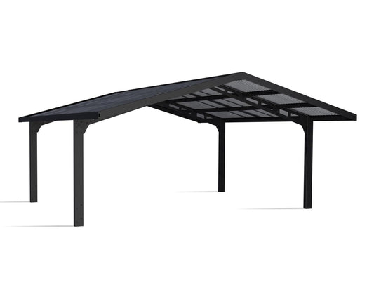 Sydney Carport Double 5.7m x 5.9m APEX - Grey Frame With Grey Corrugated Roof