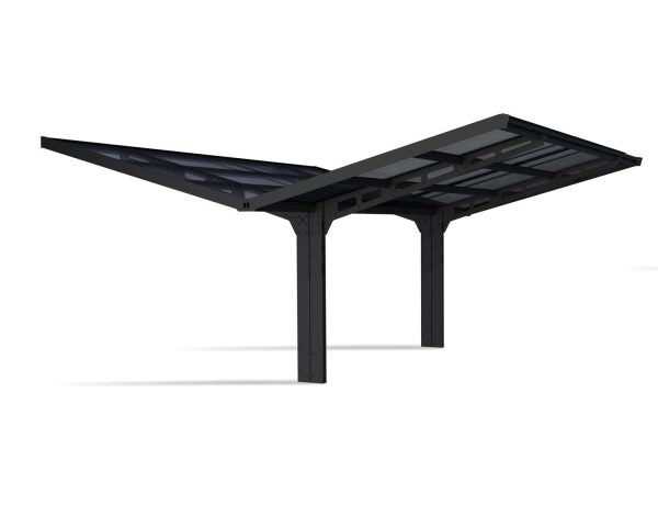 Sydney Carport Double 5.7m x 5.9m WINGS - Grey Frame With Grey Corrugated Roof