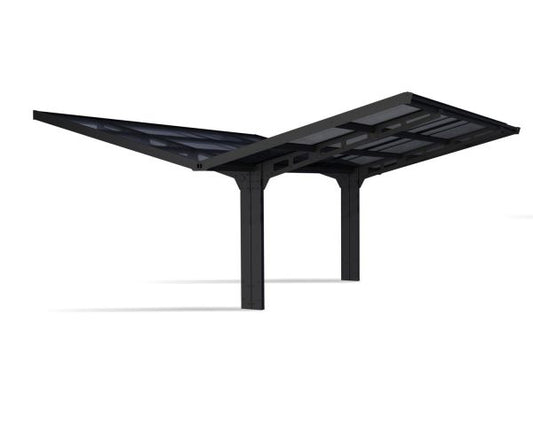 Sydney Carport Double 5.7m x 5.9m WINGS - Grey Frame With Grey Corrugated Roof
