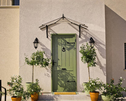 Lily Door Awning 1.75m x 1.25m - Black Frame With Clear Panel