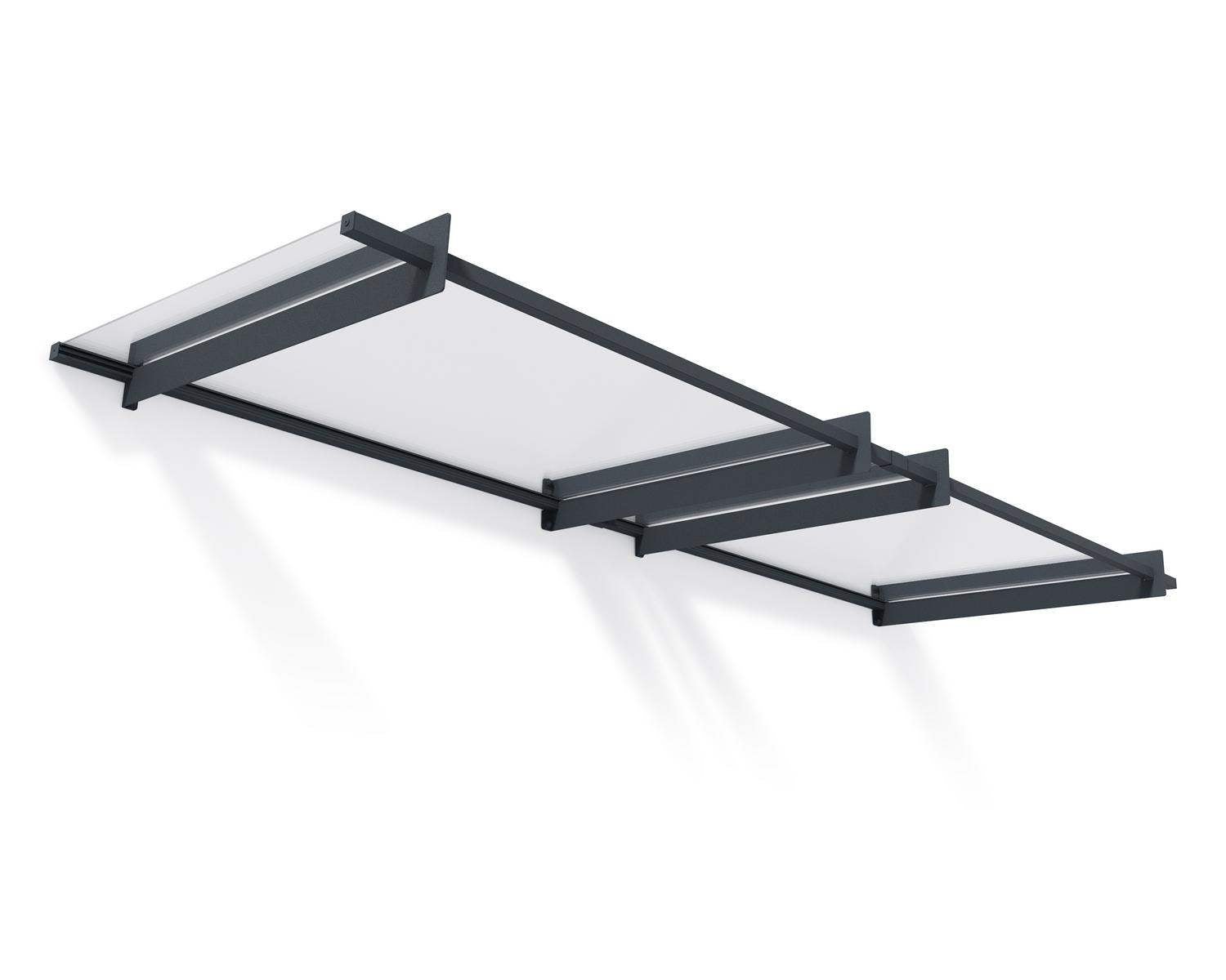Nancy Door Awning 3m x 0.9m - Grey Frame With Clear Panel - mazeproducts