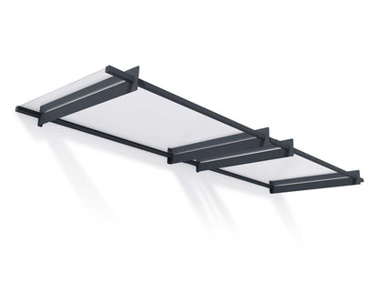 Nancy Door Awning 3m x 0.9m - Grey Frame With Clear Panel - mazeproducts