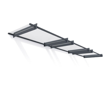 Nancy Door Awning 4.5m x 0.9m - Grey Frame With Clear Panel - mazeproducts