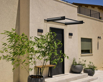 Nancy Door Awning 1.5m x 0.9m - Grey Frame With Clear Panel - mazeproducts
