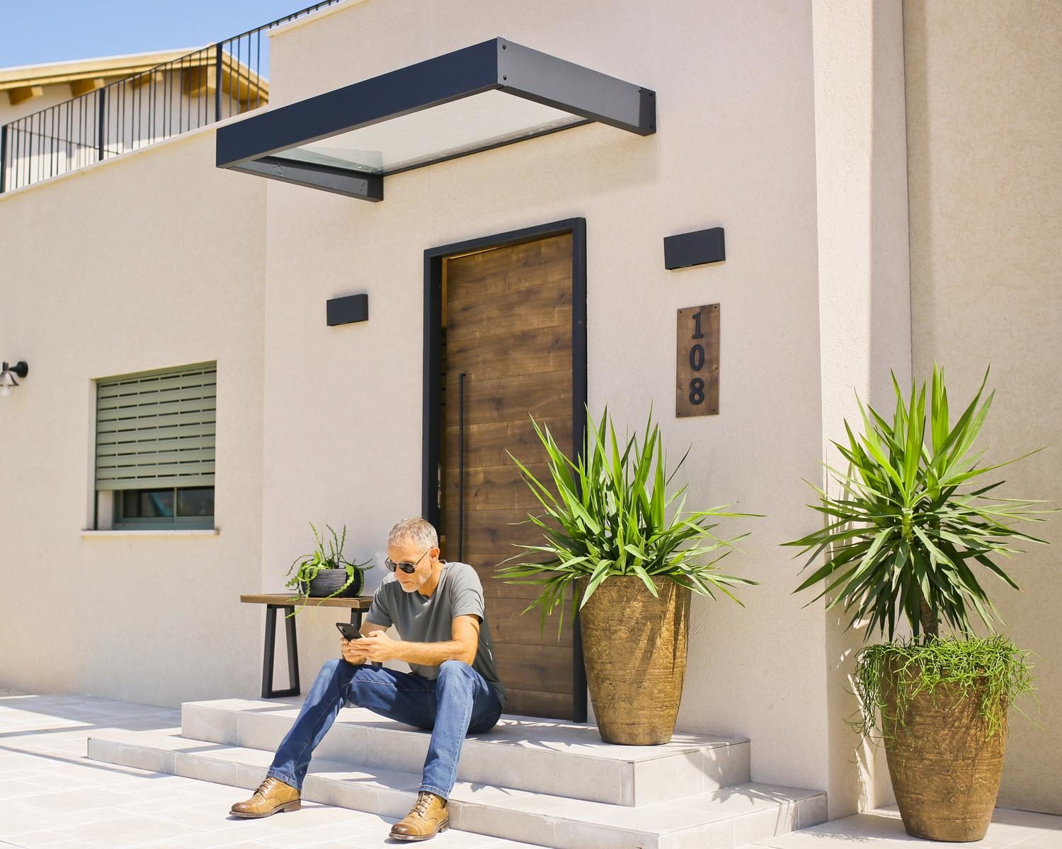 Sophia Door Awning 1.6m x 1m - Grey Frame With Clear Panel - mazeproducts