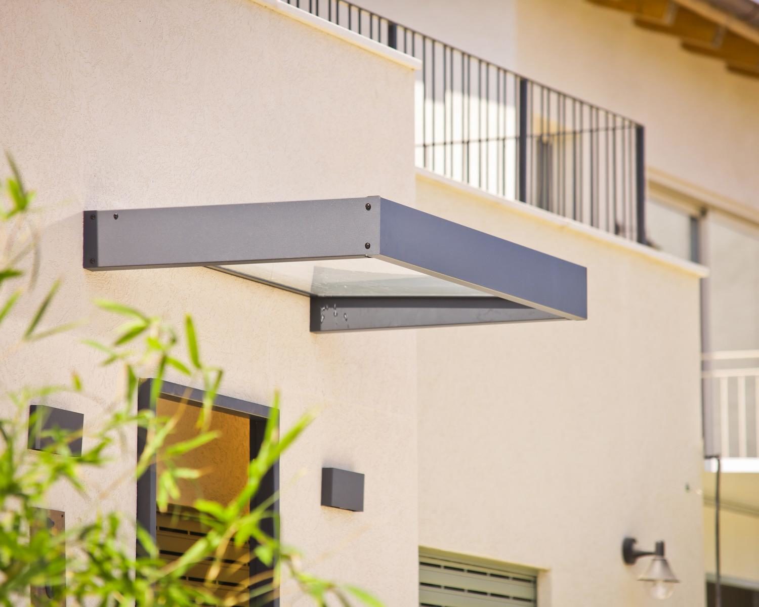 Sophia Door Awning 1.6m x 1m - Grey Frame With Clear Panel - mazeproducts