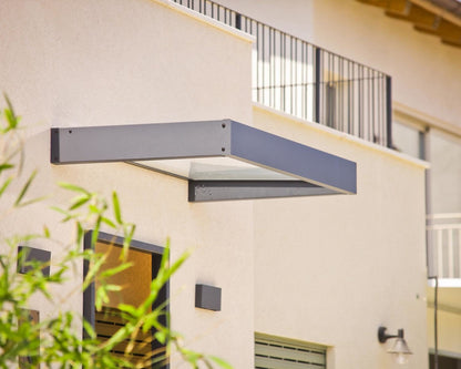 Sophia Door Awning 1.6m x 1m - Grey Frame With Clear Panel - mazeproducts