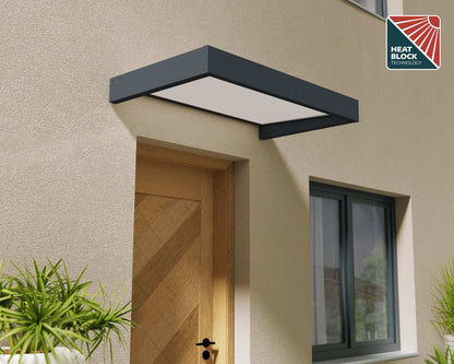 Sophia Door Awning 1.6m x 1m - White Frame With White Opal Panel - mazeproducts