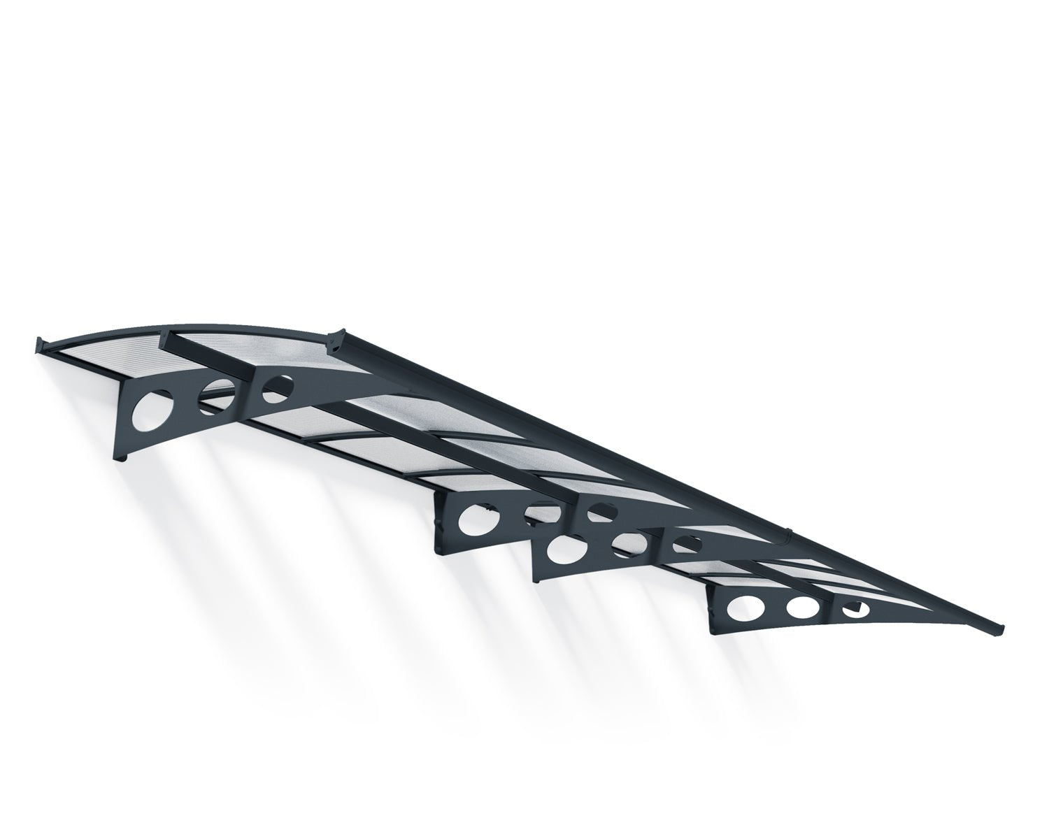 Herald Door Awning 4.5m x 1.4m - Grey Frame With Clear Panel - mazeproducts