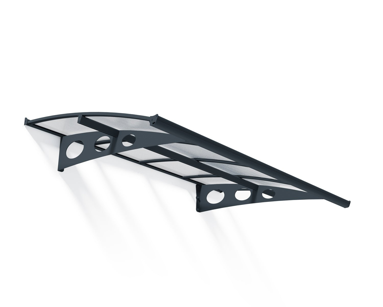 Herald Door Awning 2.2m x 1.4m - Grey Frame With Clear Panel - mazeproducts