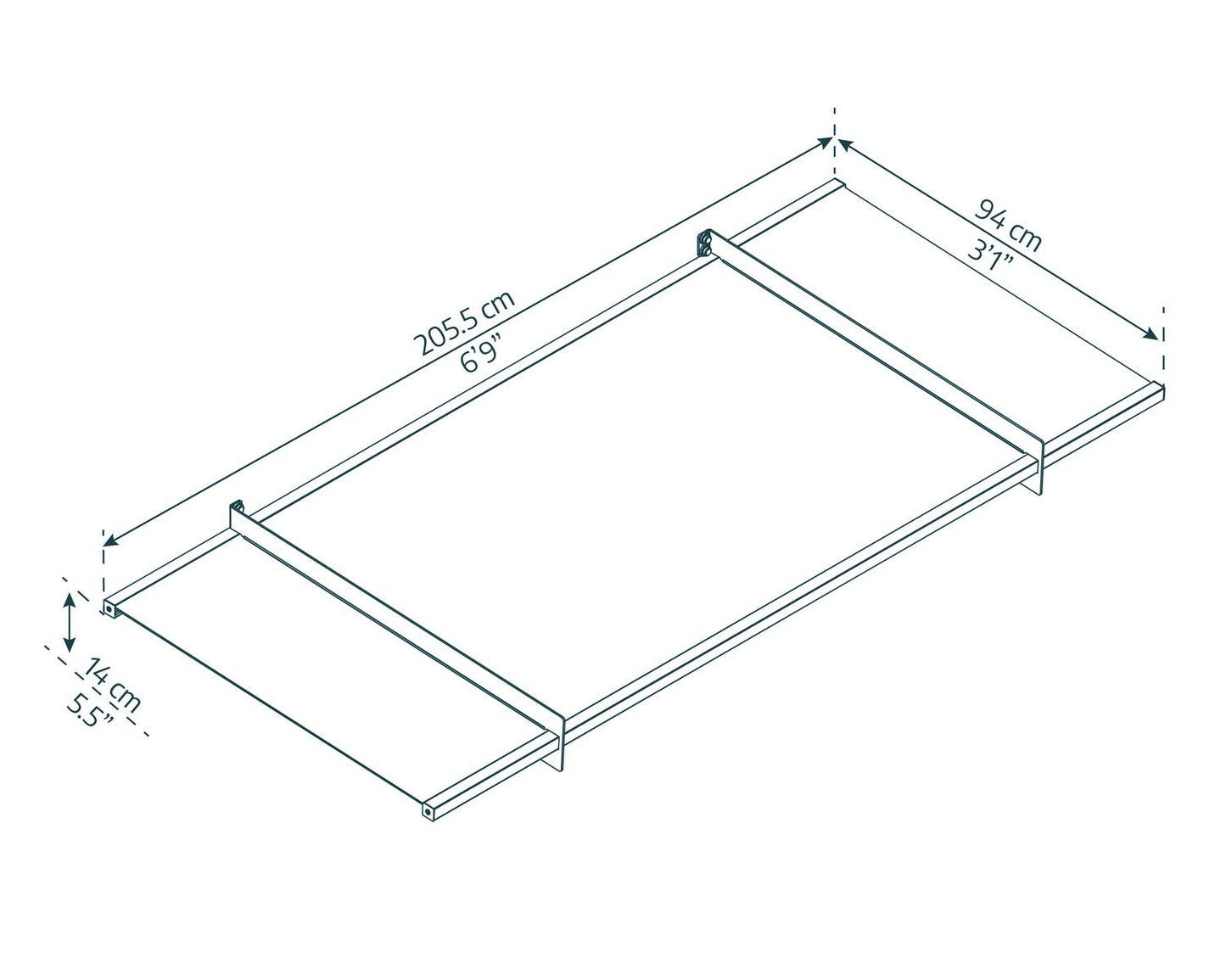 Nancy Door Awning 2.1m x 0.9m - Grey Frame With Clear Panel - mazeproducts