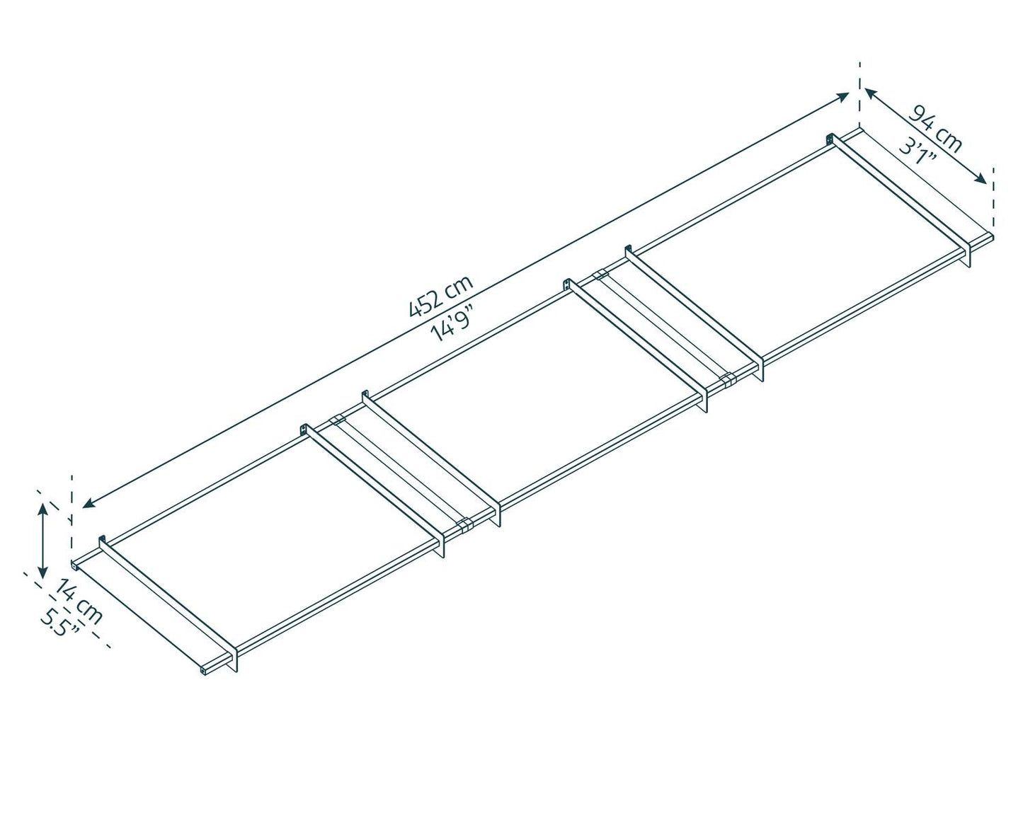 Nancy Door Awning 4.5m x 0.9m - Grey Frame With Clear Panel - mazeproducts