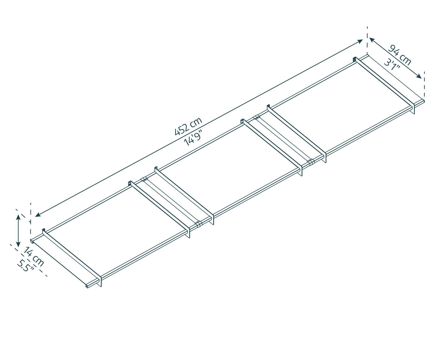 Nancy Door Awning 4.5m x 0.9m - Grey Frame With Clear Panel - mazeproducts