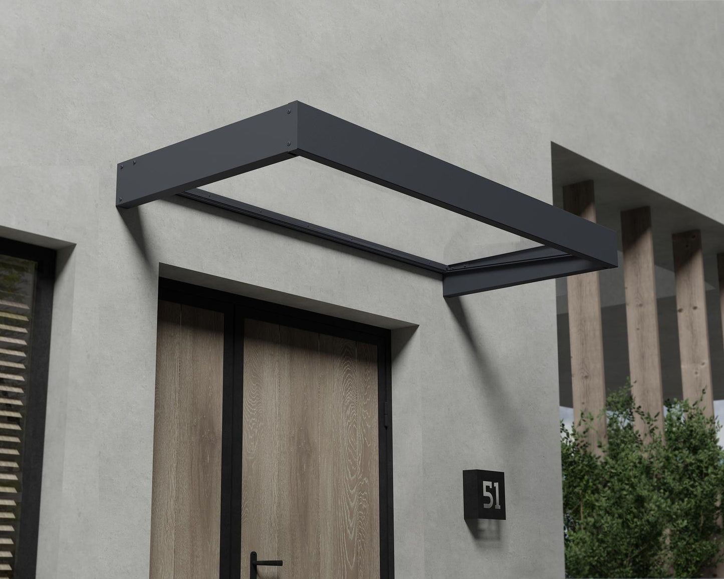 Sophia Door Awning 2.2m x 1m - Grey Frame With White Opal Panel - mazeproducts