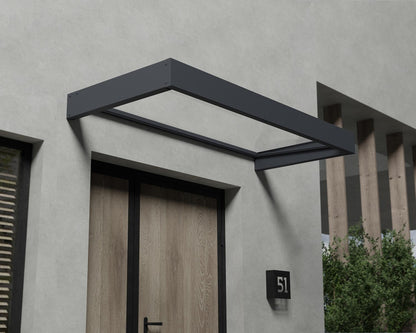 Sophia Door Awning 2.2m x 1m - Grey Frame With White Opal Panel - mazeproducts