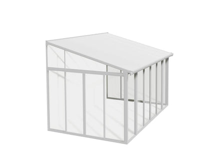 SanRemo Lean To Conservatory / Sunroom 4.3m x 3m - White Frame With White Roof