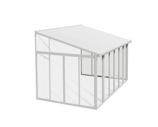 SanRemo Lean To Conservatory / Sunroom 4.3m x 3m - White Frame With White Roof