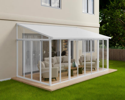 SanRemo Lean To Conservatory / Sunroom 5.5m x 3m - White Frame With White Roof