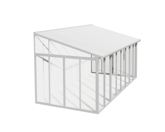 SanRemo Lean To Conservatory / Sunroom 5.5m x 3m - White Frame With White Roof