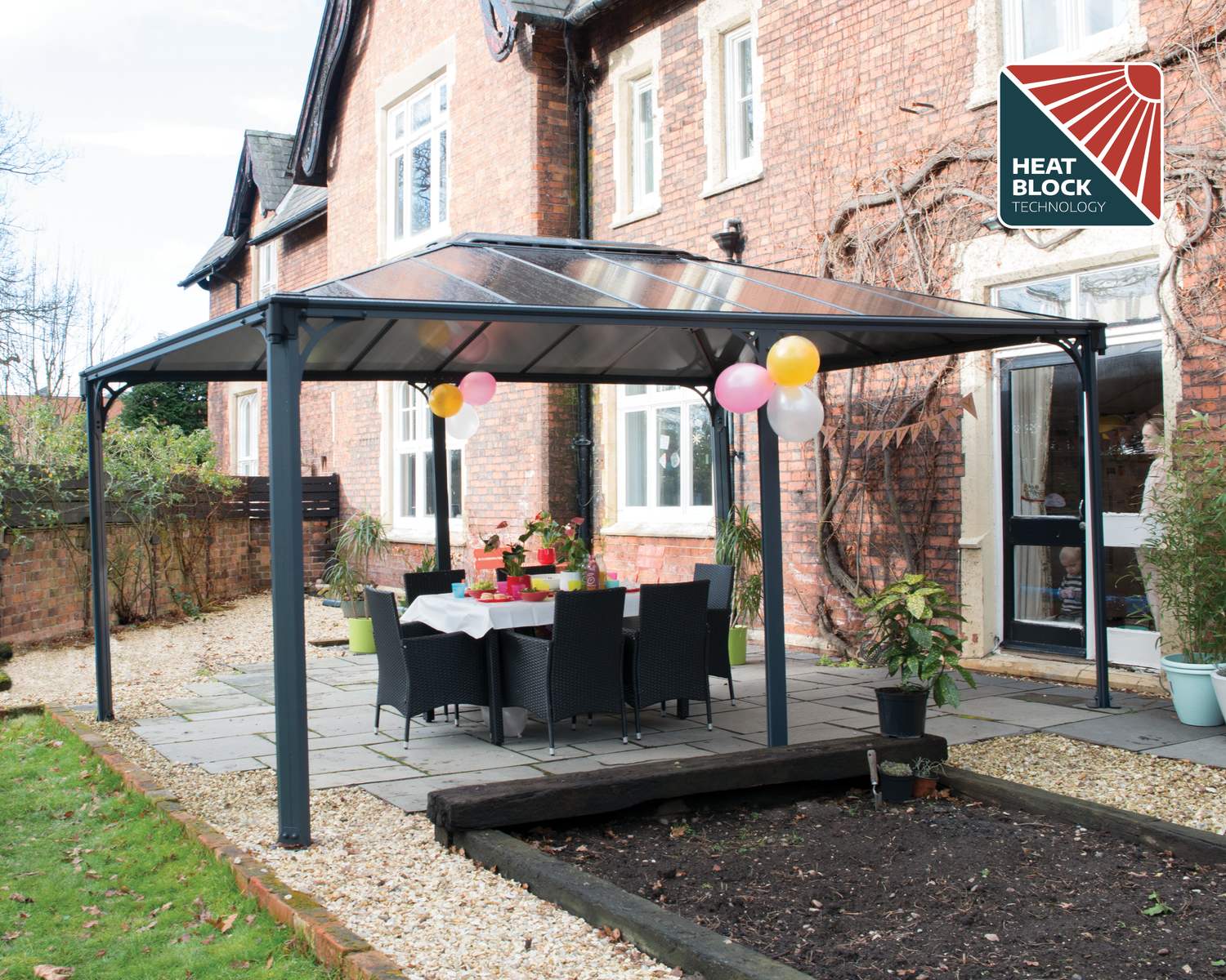 Martinique Gazebo 3.6m x 4.9m - Grey Frame With Grey Roof - mazeproducts