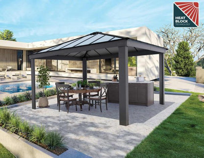 Dallas Gazebo 4.2m x 4.2m - Grey Frame With Grey Roof
