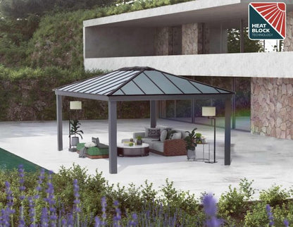 Dallas Gazebo 4.2m x 6.1m - Grey Frame With Grey Roof