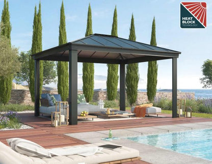 Dallas Gazebo 3.6m x 4.2m - Grey Frame With Grey Roof