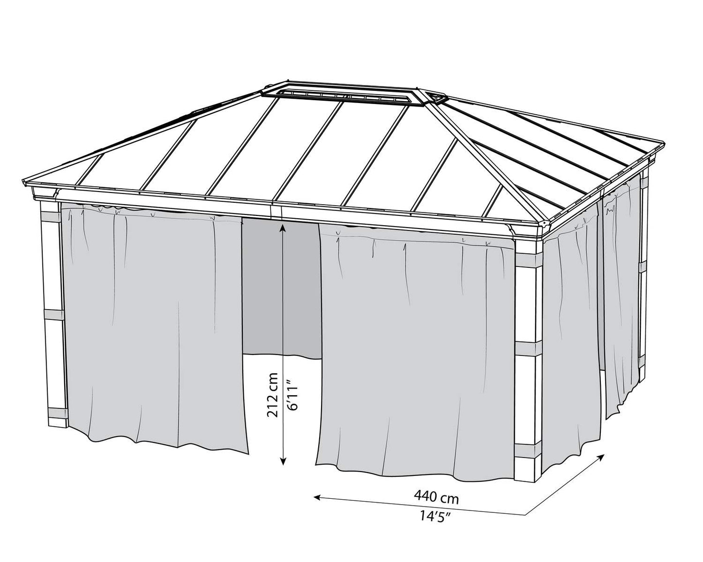 Curtain Set for Dallas Gazebo 4.2m x 6m