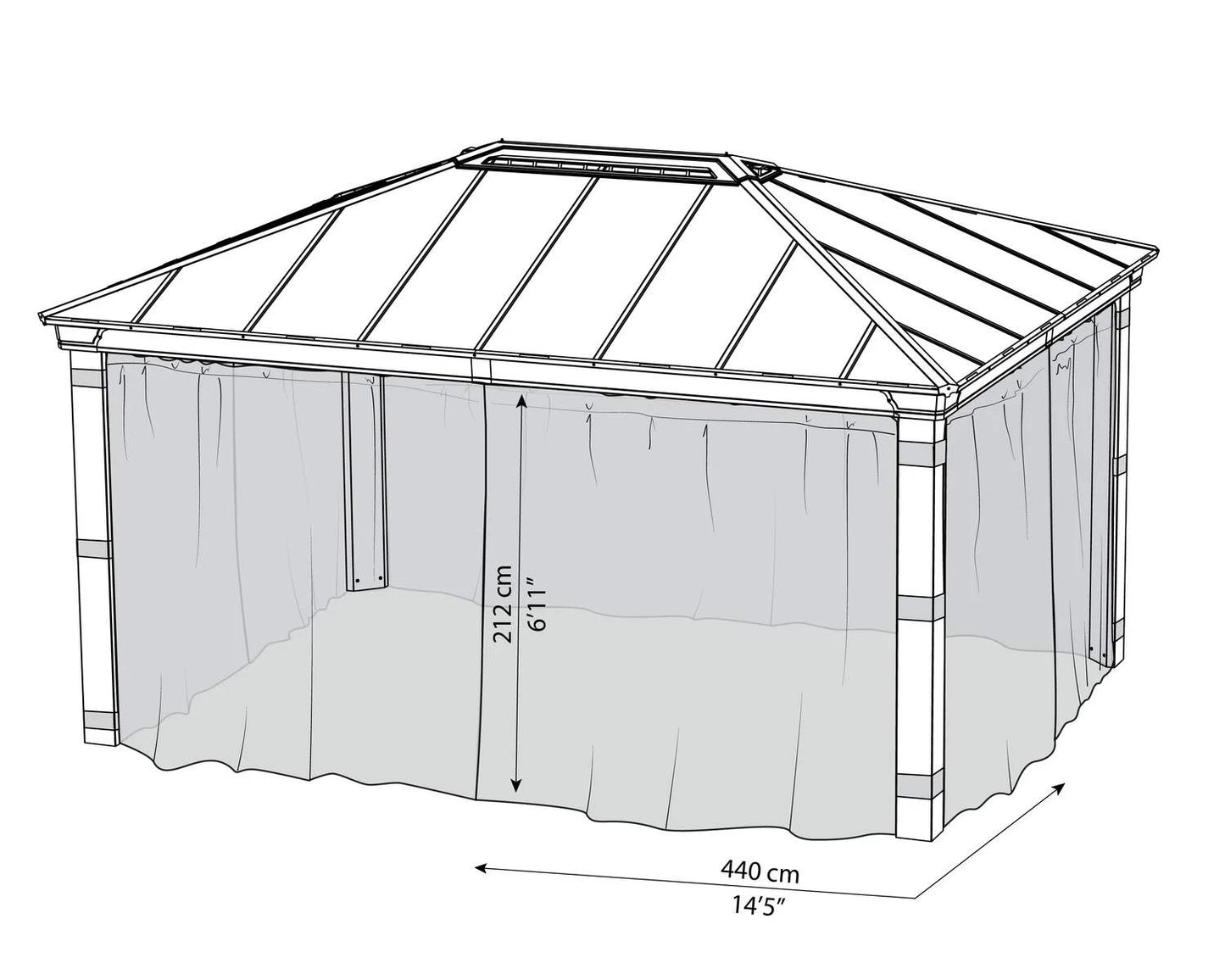 Netting Set for Dallas Gazebo 3.6m x 4.2m