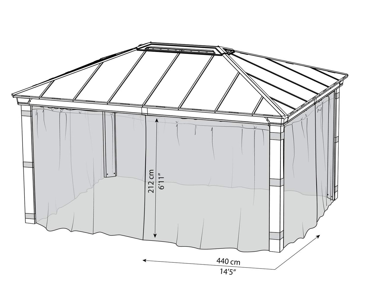 Netting Set for Dallas Gazebo 3.6m x 4.8m