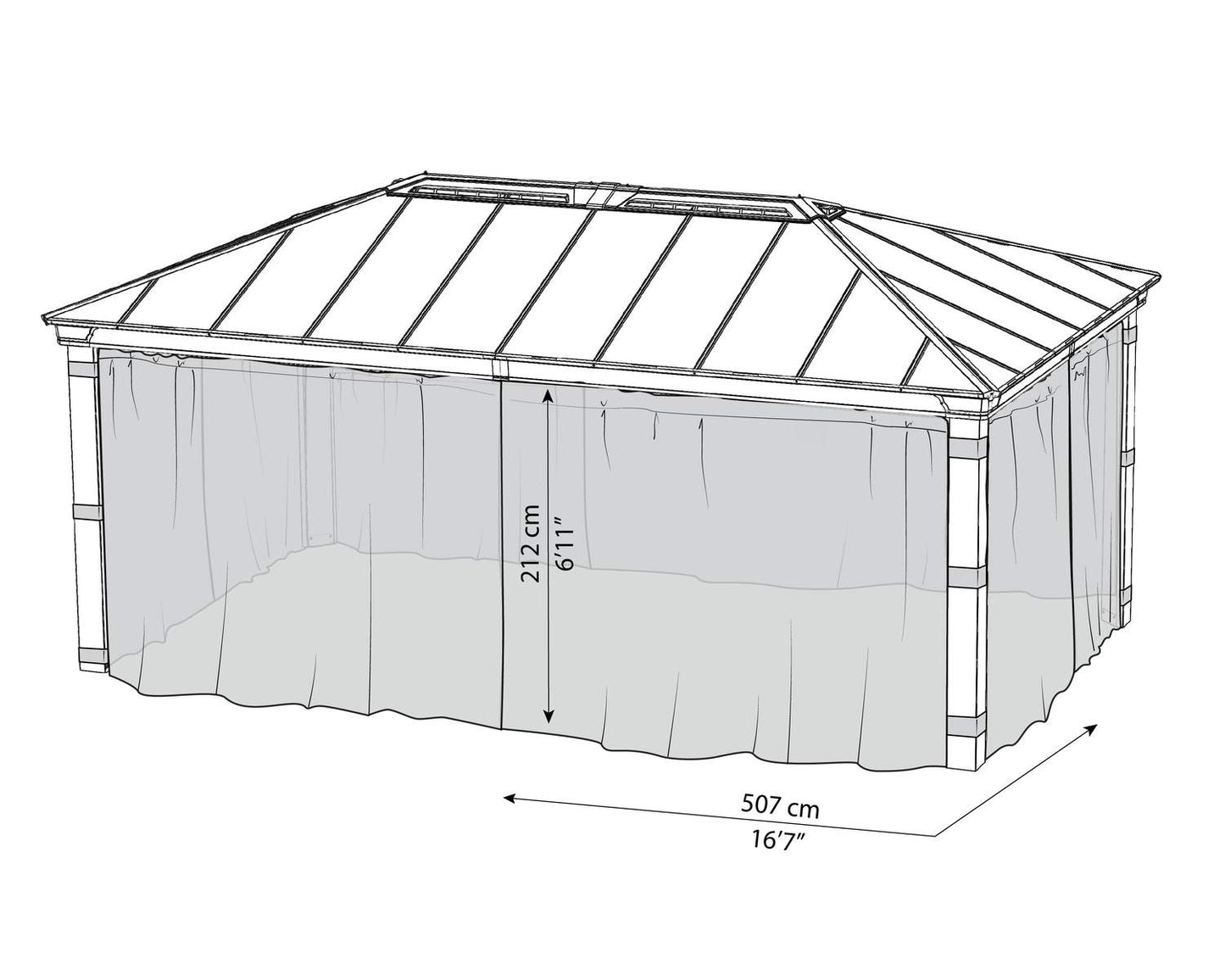 Netting Set for Dallas Gazebo 3.6m x 4.8m