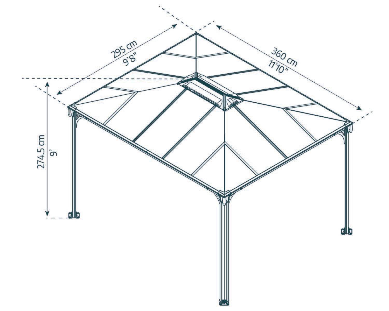 Martinique Gazebo 3m x 3.6m - Grey Frame With Grey Roof - mazeproducts