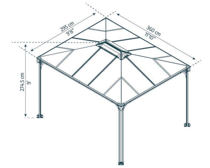 Martinique Gazebo 3m x 3.6m - Grey Frame With Grey Roof - mazeproducts