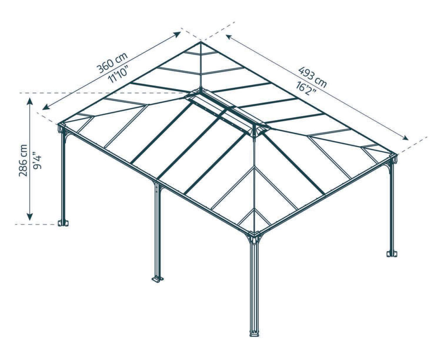Martinique Gazebo 3.6m x 4.9m - Grey Frame With Grey Roof - mazeproducts