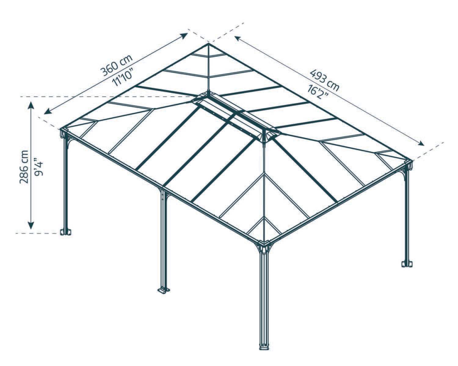 Martinique Gazebo 3.6m x 4.9m - Grey Frame With Grey Roof - mazeproducts