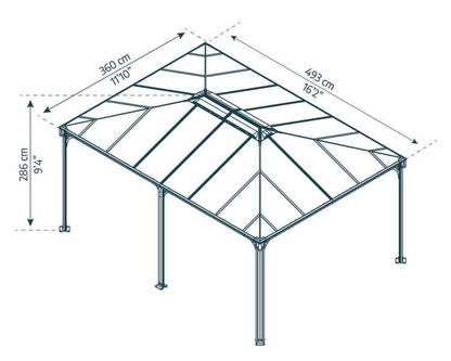Martinique Gazebo 3.6m x 4.9m - Grey Frame With Grey Roof - mazeproducts